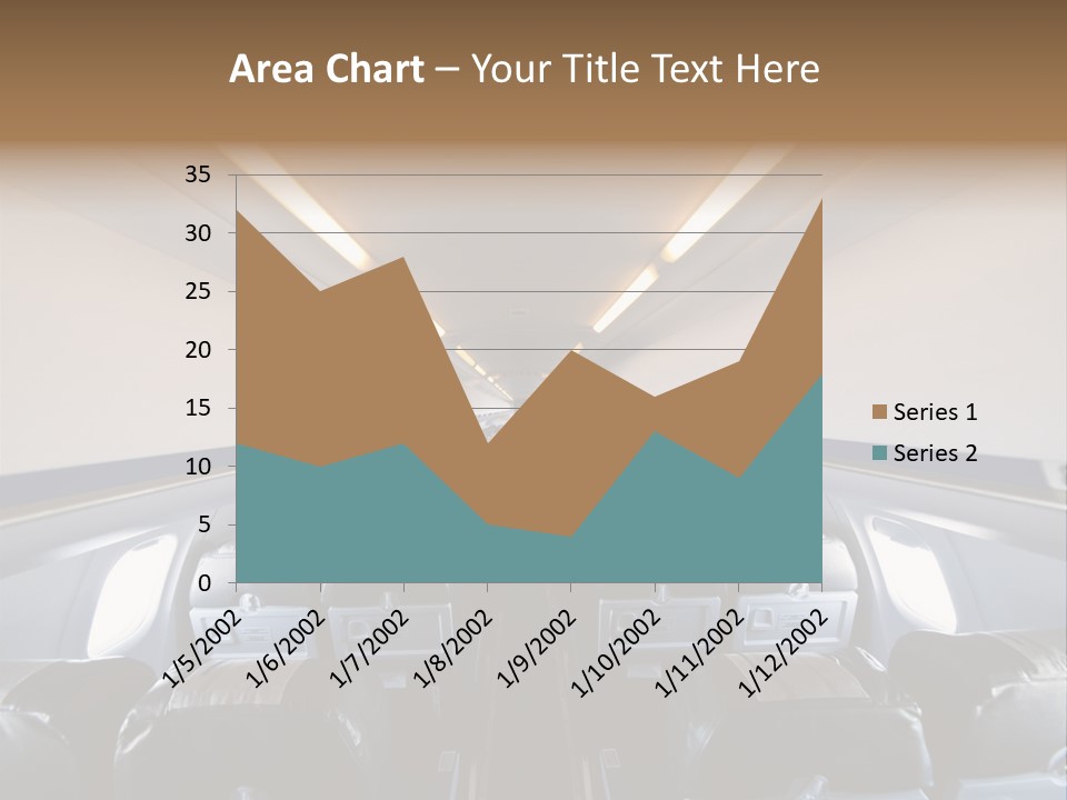The Inside Of An Airplane With A Lot Of Seats PowerPoint Template