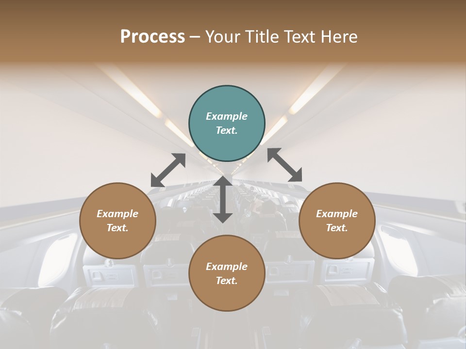 The Inside Of An Airplane With A Lot Of Seats PowerPoint Template