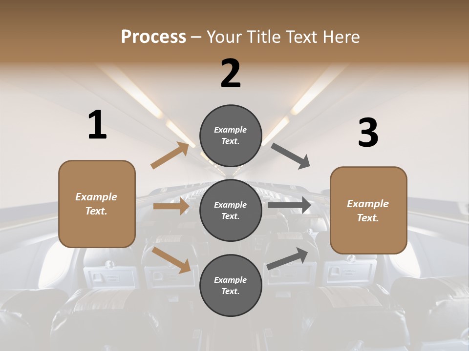 The Inside Of An Airplane With A Lot Of Seats PowerPoint Template