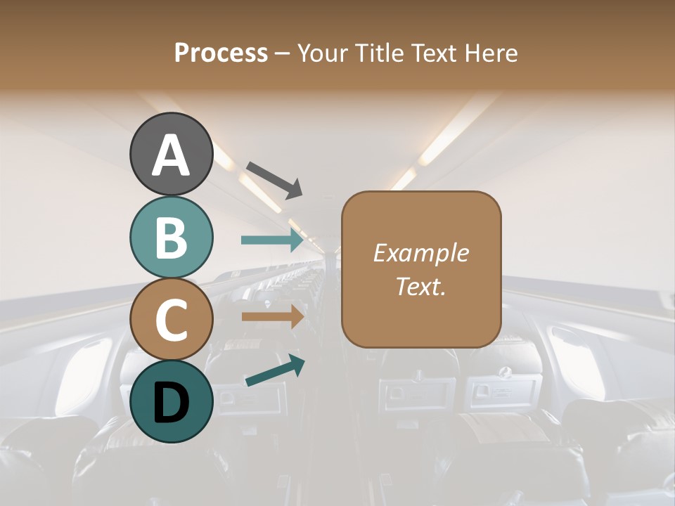 The Inside Of An Airplane With A Lot Of Seats PowerPoint Template