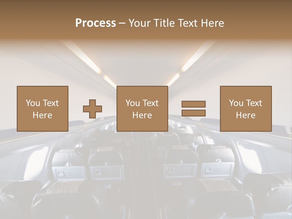The Inside Of An Airplane With A Lot Of Seats PowerPoint Template