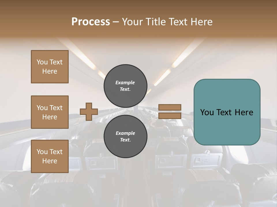 The Inside Of An Airplane With A Lot Of Seats PowerPoint Template