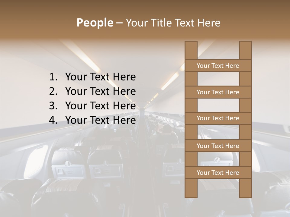 The Inside Of An Airplane With A Lot Of Seats PowerPoint Template