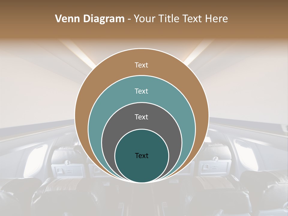 The Inside Of An Airplane With A Lot Of Seats PowerPoint Template