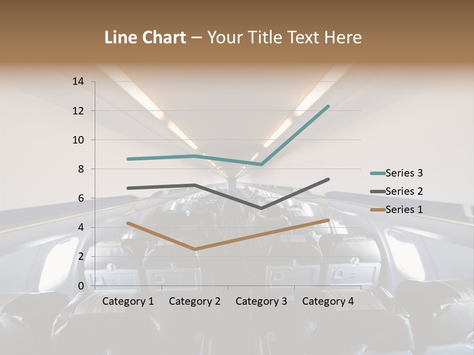 The Inside Of An Airplane With A Lot Of Seats PowerPoint Template