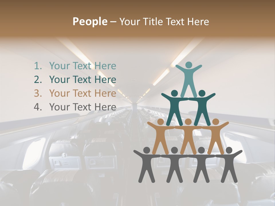 The Inside Of An Airplane With A Lot Of Seats PowerPoint Template