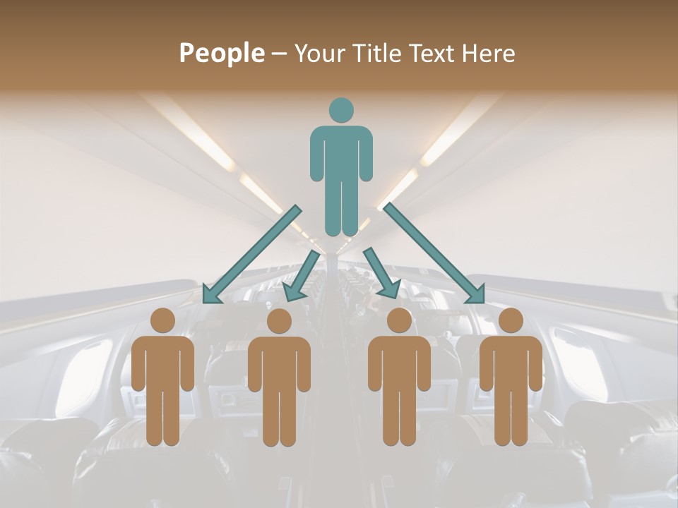 The Inside Of An Airplane With A Lot Of Seats PowerPoint Template