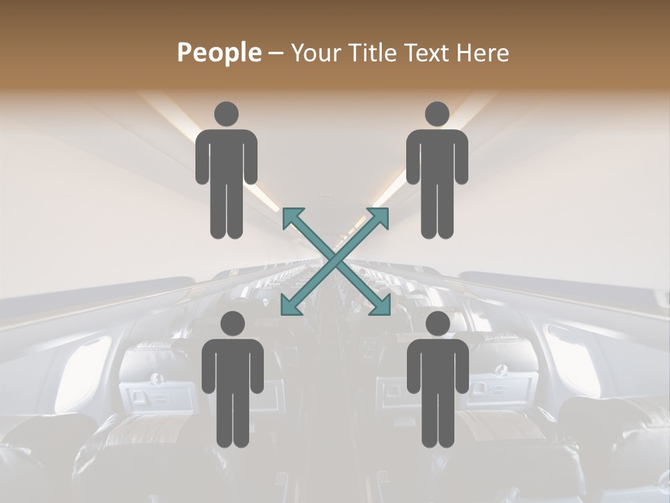 The Inside Of An Airplane With A Lot Of Seats PowerPoint Template