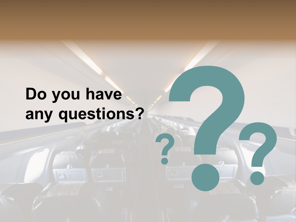 The Inside Of An Airplane With A Lot Of Seats PowerPoint Template