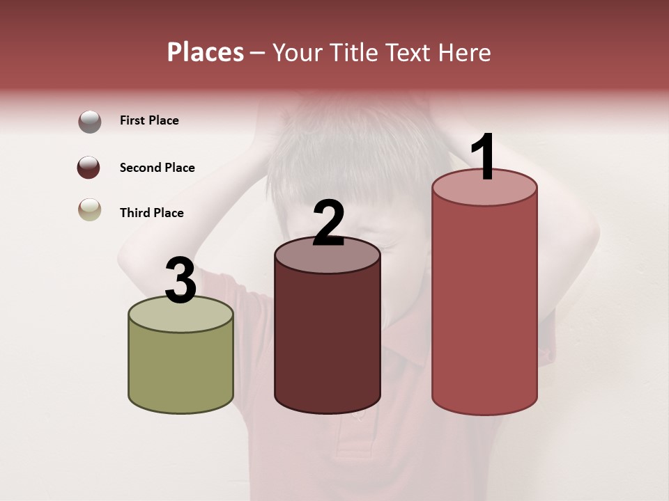 A Young Boy With His Hands On His Head PowerPoint Template