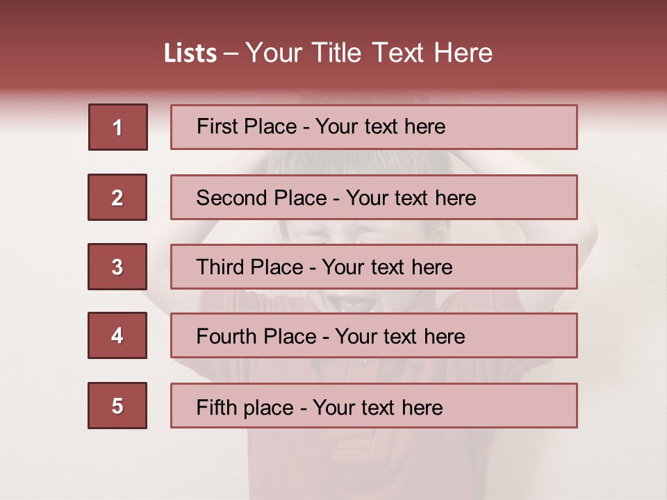 A Young Boy With His Hands On His Head PowerPoint Template