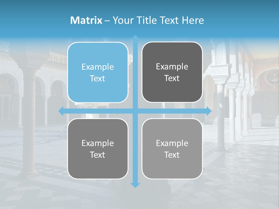 A Courtyard With Columns And A Fountain In The Middle PowerPoint Template