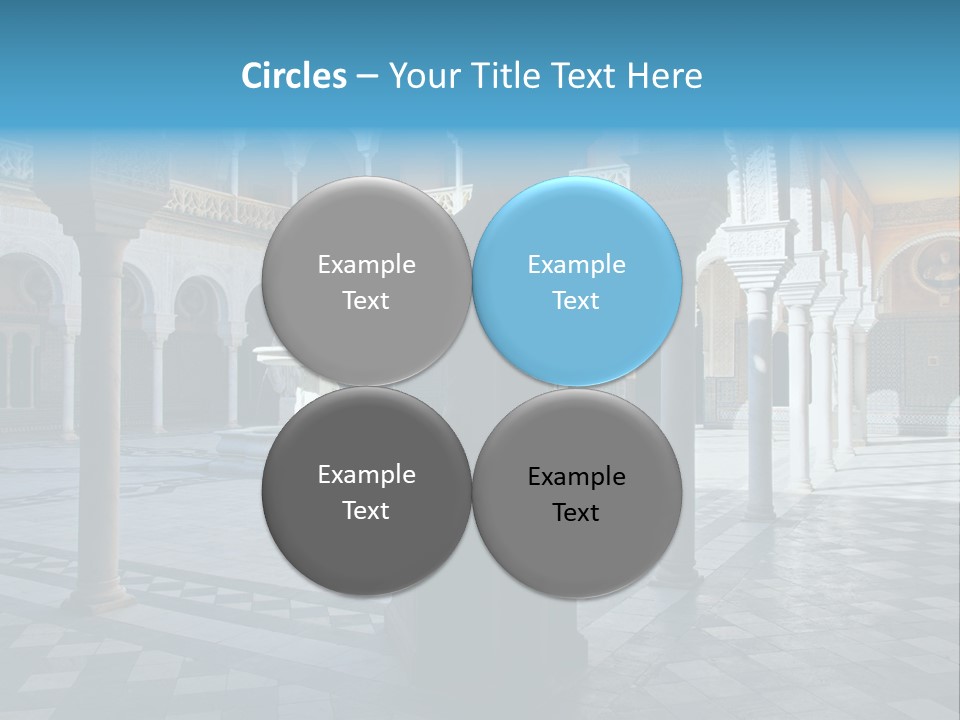 A Courtyard With Columns And A Fountain In The Middle PowerPoint Template