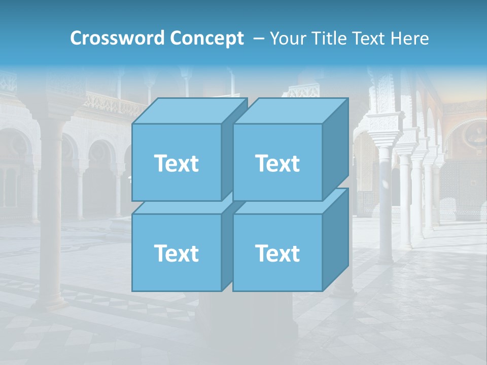 A Courtyard With Columns And A Fountain In The Middle PowerPoint Template