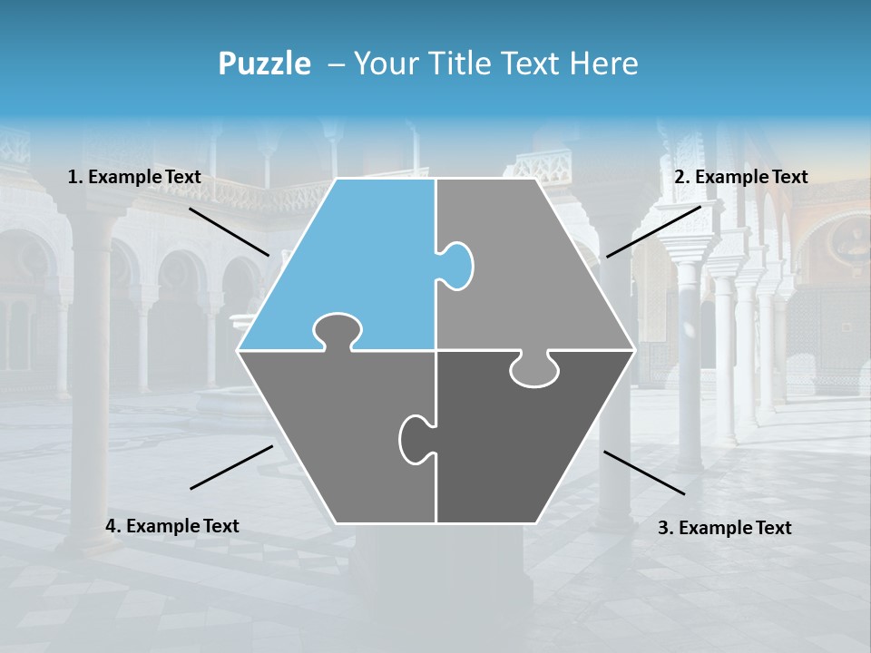 A Courtyard With Columns And A Fountain In The Middle PowerPoint Template