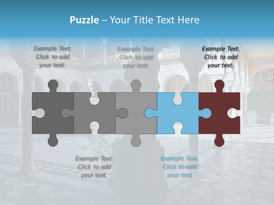 A Courtyard With Columns And A Fountain In The Middle PowerPoint Template