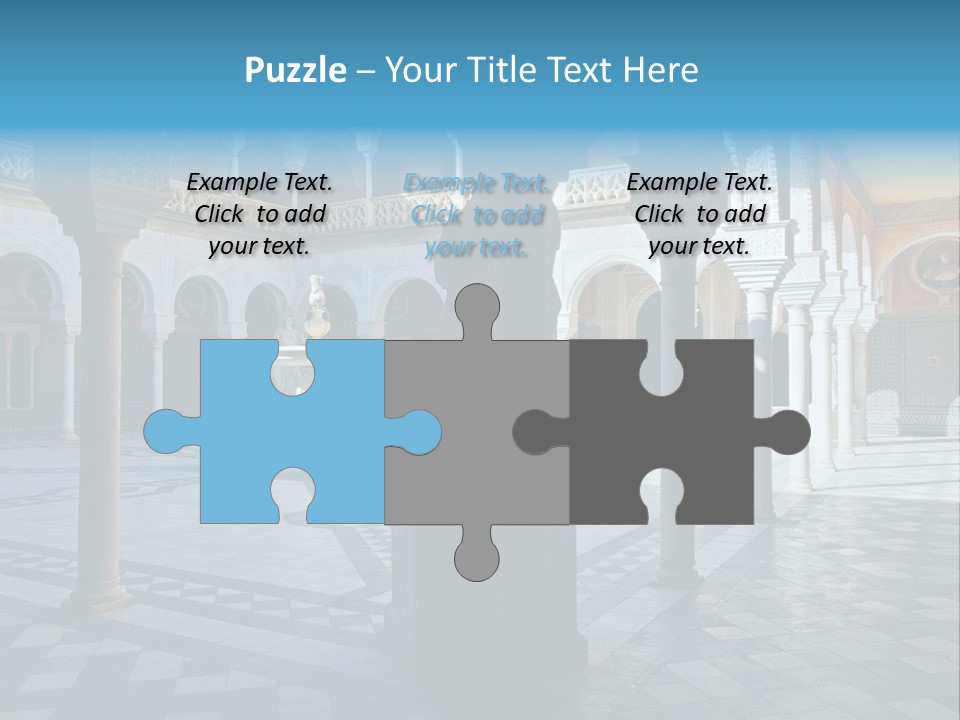 A Courtyard With Columns And A Fountain In The Middle PowerPoint Template