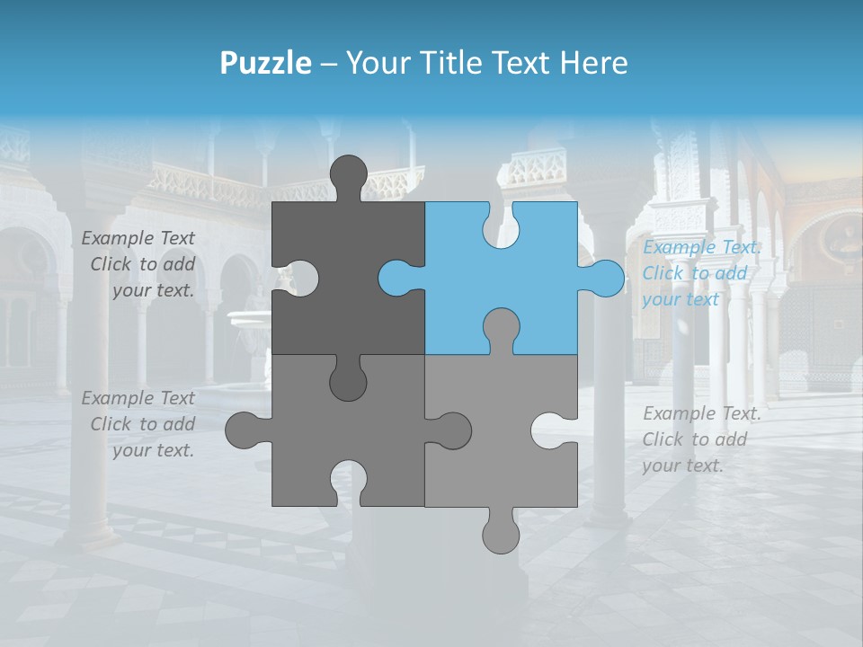 A Courtyard With Columns And A Fountain In The Middle PowerPoint Template