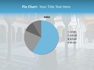 A Courtyard With Columns And A Fountain In The Middle PowerPoint Template