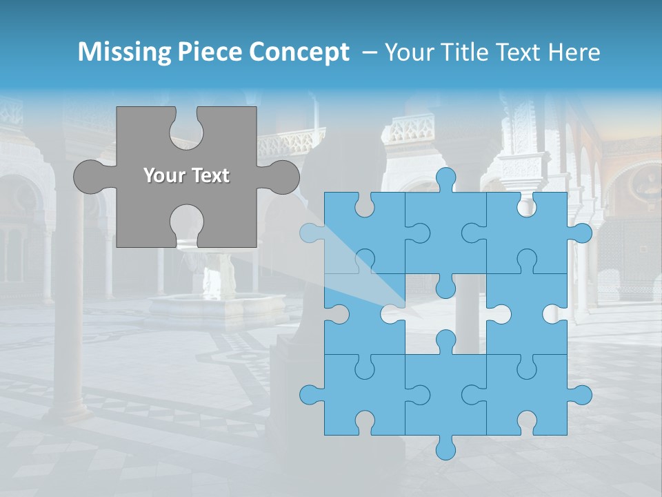A Courtyard With Columns And A Fountain In The Middle PowerPoint Template