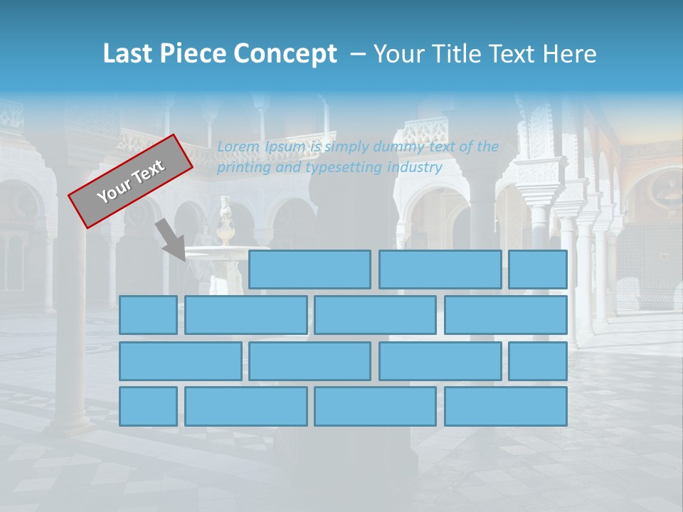 A Courtyard With Columns And A Fountain In The Middle PowerPoint Template