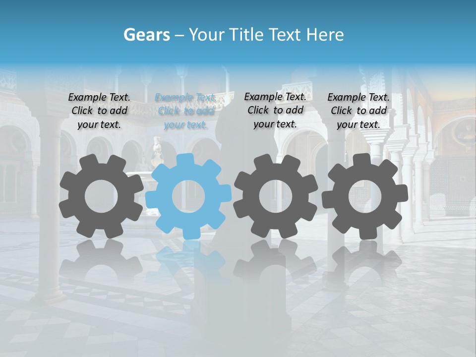 A Courtyard With Columns And A Fountain In The Middle PowerPoint Template