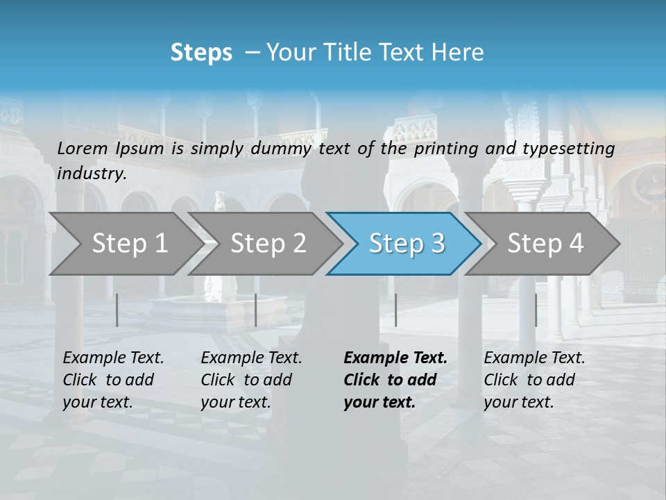 A Courtyard With Columns And A Fountain In The Middle PowerPoint Template