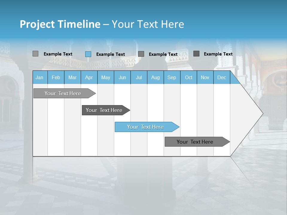 A Courtyard With Columns And A Fountain In The Middle PowerPoint Template