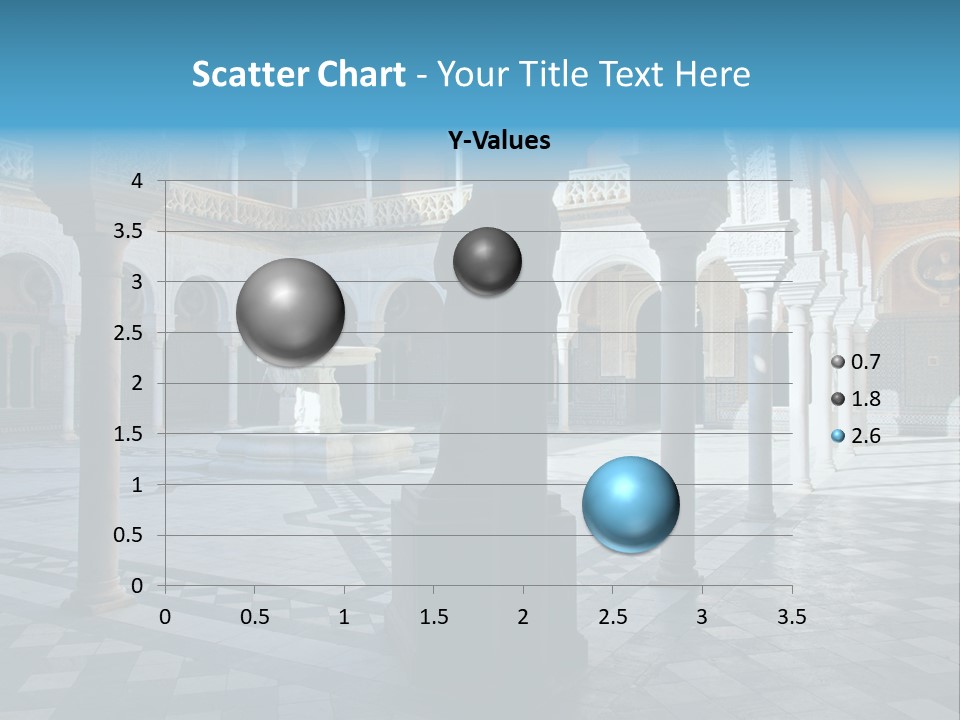 A Courtyard With Columns And A Fountain In The Middle PowerPoint Template
