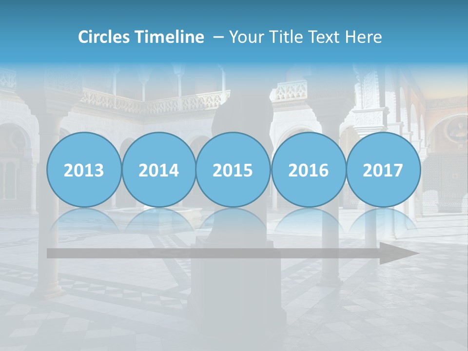 A Courtyard With Columns And A Fountain In The Middle PowerPoint Template