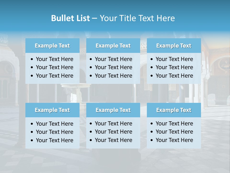 A Courtyard With Columns And A Fountain In The Middle PowerPoint Template