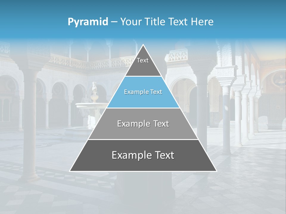 A Courtyard With Columns And A Fountain In The Middle PowerPoint Template