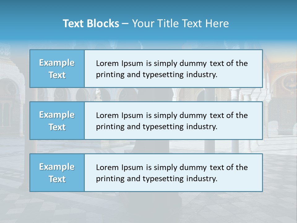 A Courtyard With Columns And A Fountain In The Middle PowerPoint Template