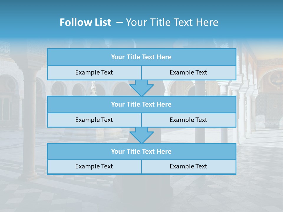 A Courtyard With Columns And A Fountain In The Middle PowerPoint Template