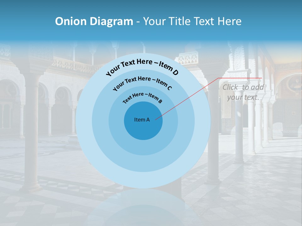 A Courtyard With Columns And A Fountain In The Middle PowerPoint Template