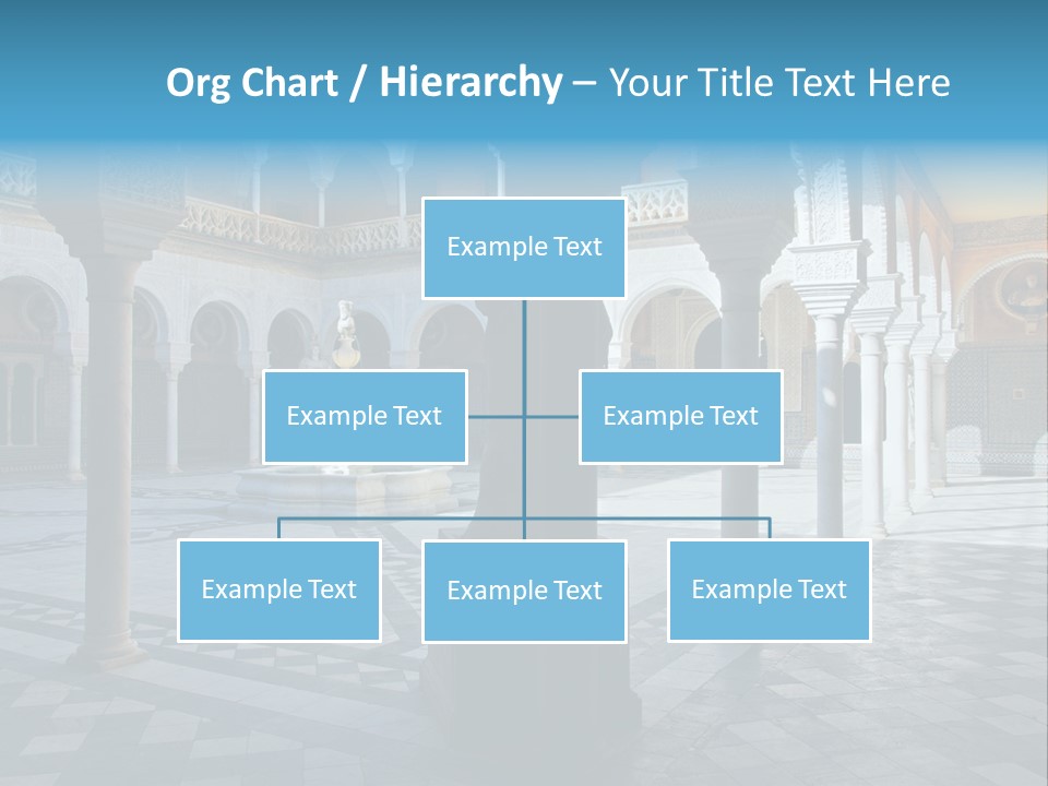A Courtyard With Columns And A Fountain In The Middle PowerPoint Template