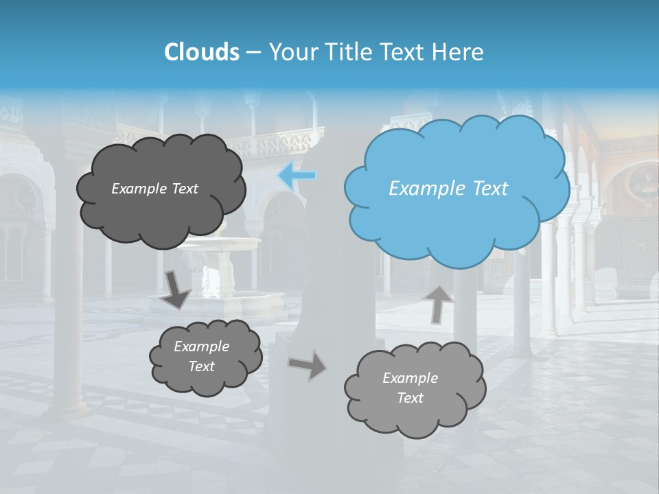 A Courtyard With Columns And A Fountain In The Middle PowerPoint Template