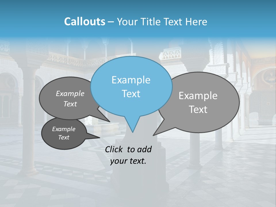 A Courtyard With Columns And A Fountain In The Middle PowerPoint Template