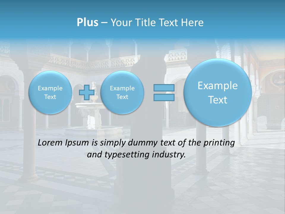 A Courtyard With Columns And A Fountain In The Middle PowerPoint Template