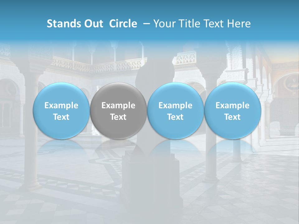 A Courtyard With Columns And A Fountain In The Middle PowerPoint Template