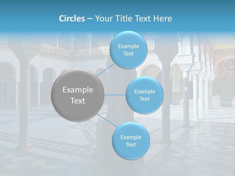 A Courtyard With Columns And A Fountain In The Middle PowerPoint Template