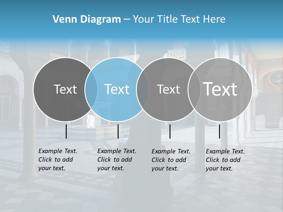 A Courtyard With Columns And A Fountain In The Middle PowerPoint Template