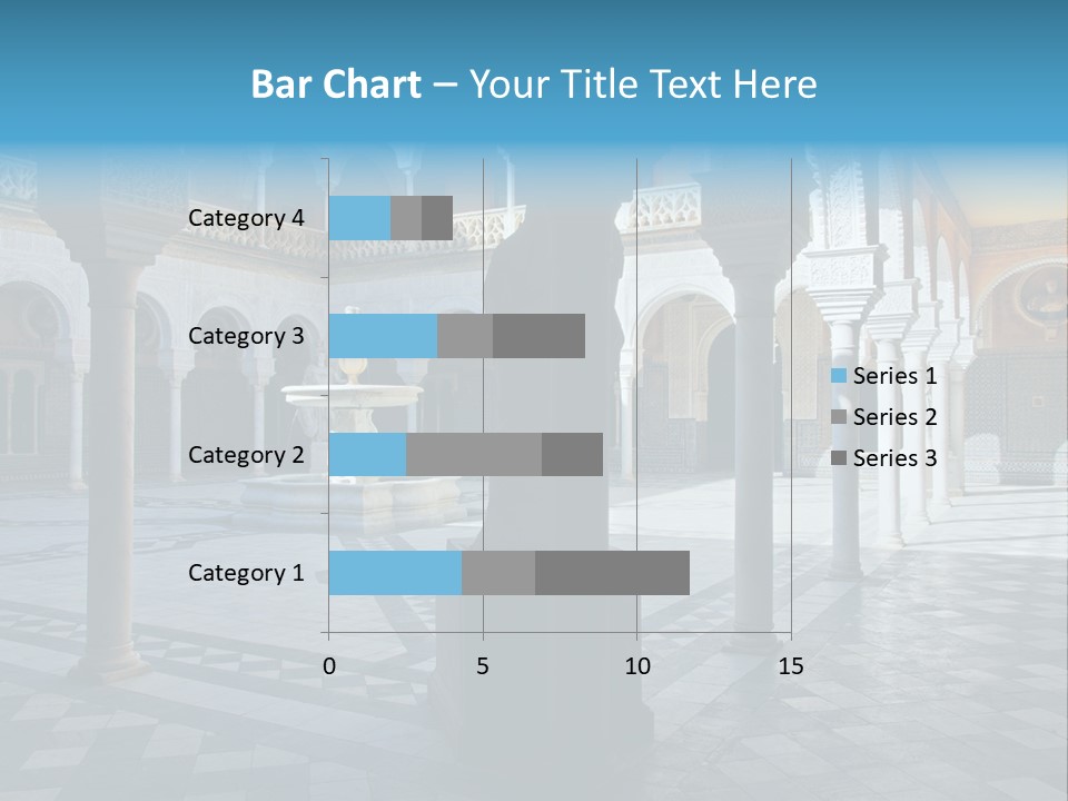A Courtyard With Columns And A Fountain In The Middle PowerPoint Template
