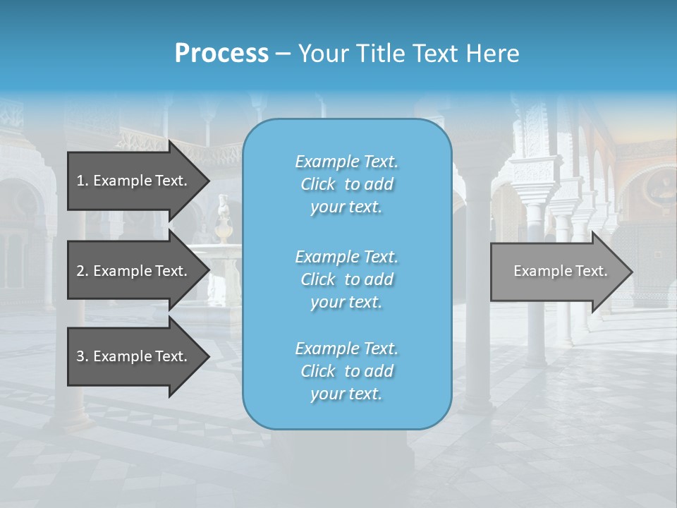 A Courtyard With Columns And A Fountain In The Middle PowerPoint Template