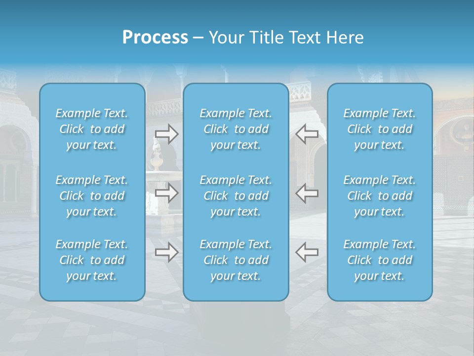 A Courtyard With Columns And A Fountain In The Middle PowerPoint Template