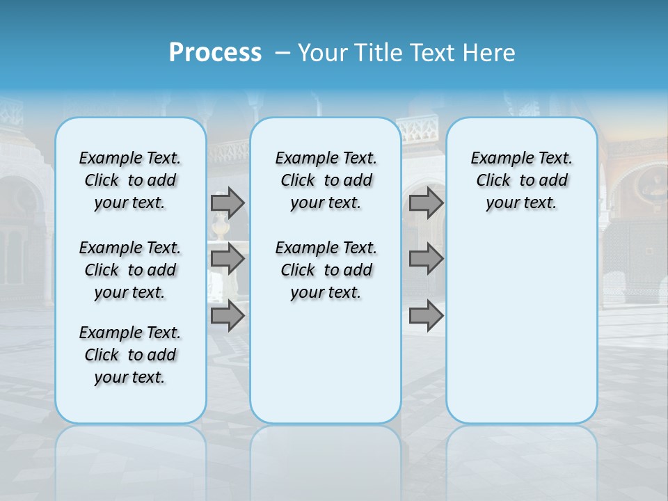 A Courtyard With Columns And A Fountain In The Middle PowerPoint Template