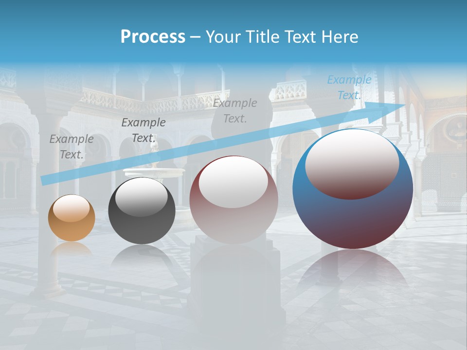 A Courtyard With Columns And A Fountain In The Middle PowerPoint Template