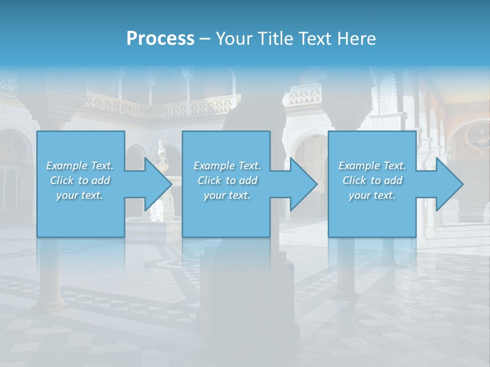 A Courtyard With Columns And A Fountain In The Middle PowerPoint Template