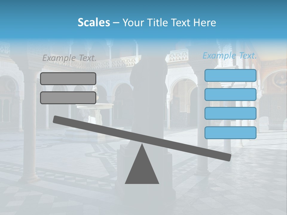 A Courtyard With Columns And A Fountain In The Middle PowerPoint Template