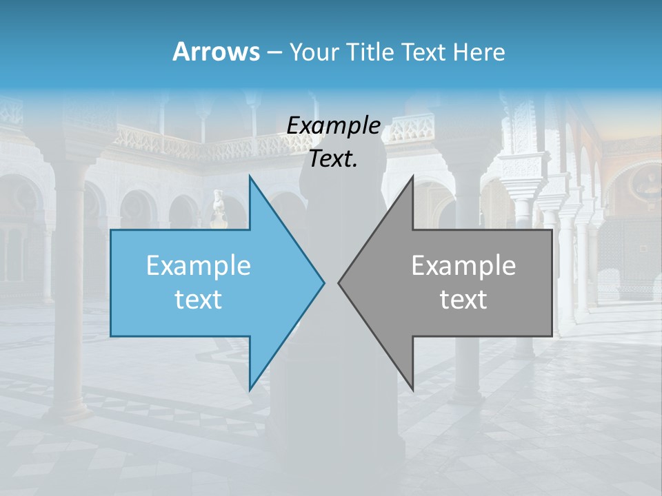 A Courtyard With Columns And A Fountain In The Middle PowerPoint Template